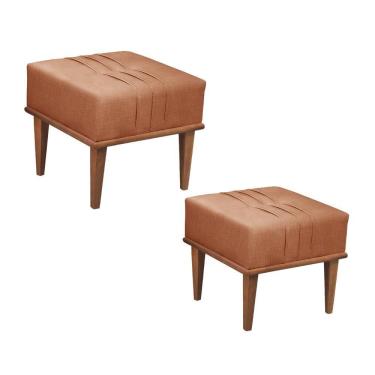 Imagem de Conjunto - 2 Puffs Banqueta Maya Luxo Castellar Móbile Linho Terracota