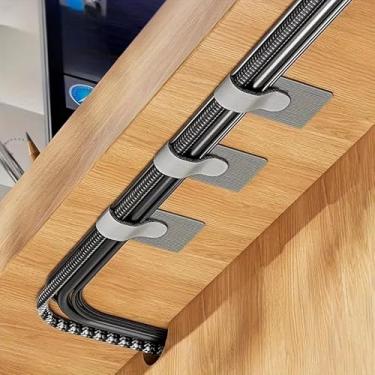 Imagem de Fita entrelaçada de poliamida para gerenciamento e organização de cabos – Tiras de armazenamento de cabos de dados de fio elétrico para desktop, arnês de computador e eletricistas