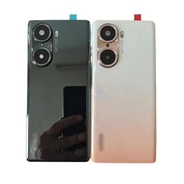 Imagem de SHOWGOOD Capa de bateria traseira de vidro temperado para Honor 60 + capa de flash + lente de câmera para peças sobressalentes Honor 60 Service (preto)