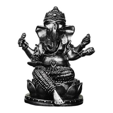 Imagem de Wswqop Estátua do Senhor Ganesha, escultura religiosa de Buda, decorativa, feita à mão, estatueta de Ganesha, ornamento para centro de mesa de TV ou, Preto 8.5x7x10.5cm