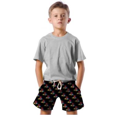 Imagem de Shorts Infantil Bermuda Calção Praia Verão Videogame Games Jogos Neon 