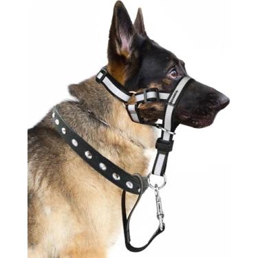 Imagem de Coleira de cabeça antipuxão para cães, coleira sobre o nariz, alça ajustável para focinheira antipuxão, alça de nariz para fácil controle ao caminhar (tamanho P)