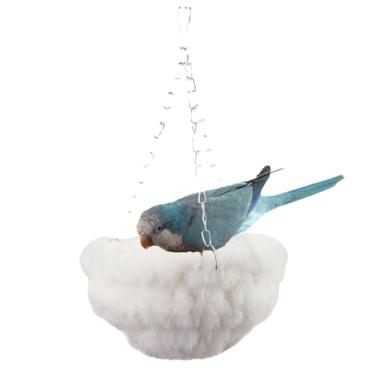 Imagem de CXYYXF Rede suspensa de papagaio de luxo de pele de coelho sintética: ninho de inverno quente ultramacio para periquitos, periquitos, calopsitas, pombinhos, conures. Área de dormir/brincar, presente
