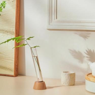 Imagem de Vaso hidropônico com base em cone inclinado para arranjos de flores, suporte de plantas com design moderno de tubo de ensaio, decoração de mesa elegante para casa, sala de estar e escritório