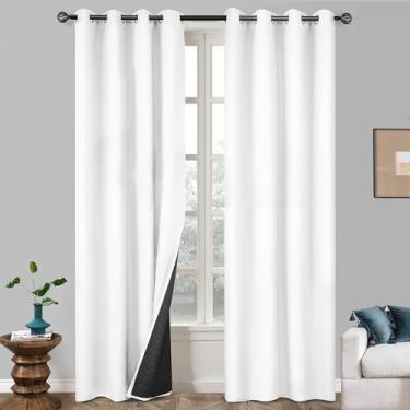 Imagem de DriftAway Cortinas blackout texturizadas de linho com isolamento térmico à prova de som com forro térmico acolchoado para bloqueio de frio e calor, redução de ruído e sono diurno, 1 peça 132 cm x 260