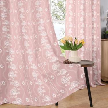 Imagem de Cortinas florais transparentes para quarto de meninas, vintage botânica, filtragem de luz, privacidade, semitransparentes, flores de folha, cortinas fofas para berçário de crianças 213 cm de