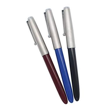 Imagem de Sipliv Conjunto de 3 Canetas-tinteiro Jinhao 51A de Aço Inoxidável, Ponta EF, Diversidade de Cores (Azul, Vermelho, Preto)