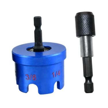 Imagem de Fenteer Adaptador para furadeira de porcas para hastes roscadas de 1/4", 3/8" e 1/2" - Soquete de porca de alto desempenho com haste hexagonal, Azul com Chave de Porca