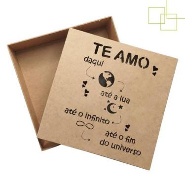 Imagem de Caixa Presente Grande em MDF Decorada Te amo Daqui Até a Lua - Express