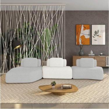 Imagem de Sofá 3 Lugares Orgânico Com Chaise E 2 Módulos Berlim Bouclê Cz K01 - 
