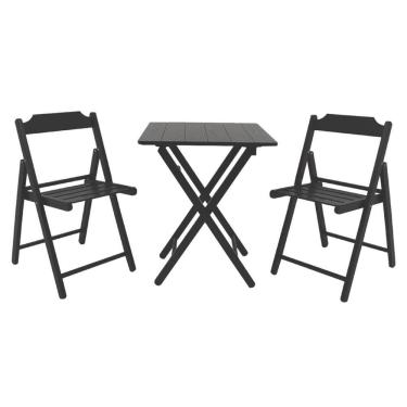 Imagem de Conjunto De Mesa E Cadeiras Dobráveis Tramontina Beer Em Madeira Teca Castanho Escuro 3 Peças