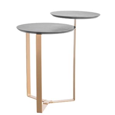 Imagem de Mesa Lateral 02 Tampos Chanfrada Pe Metal Dourado Nero Artesano Nero Dourado