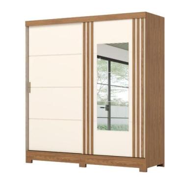 Imagem de Guarda Roupas Casal 2 Portas De Correr Com Espelho Ripado 3 Gavetas Ja