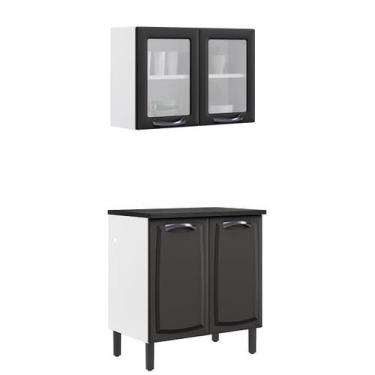 Imagem de Paneleiro Itatiaia em Aço Grafite 4 Portas 2 Vidros New Premium