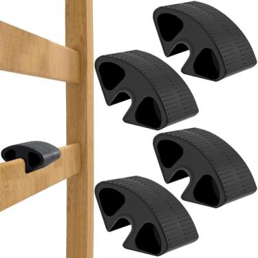 Imagem de Kbiykuy Suporte de pé de escada para cama de dormitório, peça de substituição de moldura de cama (preto-4 peças)