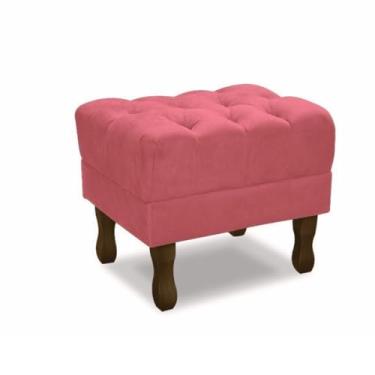 Imagem de Puff Retrô Decorativo Vit Decor – Estrutura em Madeira de Eucalipto, Espuma D-26 e Revestimento em Suede Aveludado, Design Clássico com Pés Palito para Sala, Quarto e Escritório (Rose)