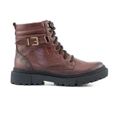 Imagem de 1042GRF Bota Coturno Feminino, couro nobre natural forrada tecido espu