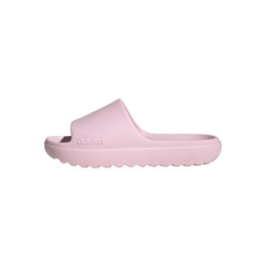 Imagem de adidas Sandália unissex Adilette Lumia Slide para adultos, Rosa claro/rosa claro/rosa claro, 10 Women/9 Men
