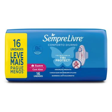Imagem de Absorvente Sempre Livre Conforto Diurno Tri Protect Suave com Abas 16 Unidades