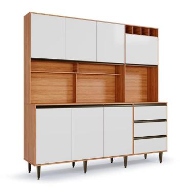 Imagem de Armário de Cozinha Versatti 7 Portas 3 Gavetas Off White e Freijó