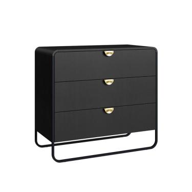 Imagem de Cômoda Luna 3 Gavetas Preto e Dourado