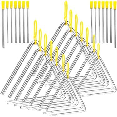 Imagem de Conjunto de instrumentos de percussão triangular, 14 peças, 4, 5, 6, 7, 8, 9, 25 cm, triângulos musicais triangulares de aço para crianças, adultos, música rítmica, aprendizagem e ensino