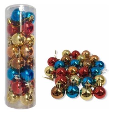 Imagem de Bolinhas De Natal 24 Lisas Unid Enfeites Natalinos Colorido - Wincy na