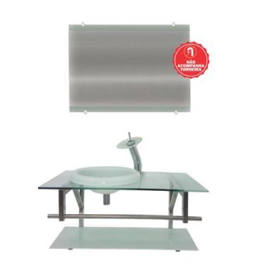 Imagem de Gabinete de Vidro 80cm para Banheiro Letónia - EKASA, Branco