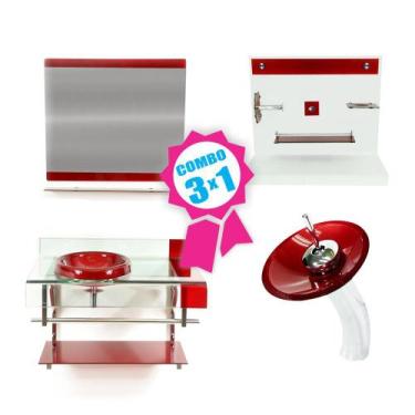 Imagem de Combo 3 em 1 - Gabinete 70cm Turquia + Torneira Ibiza + Kit Banheiro J