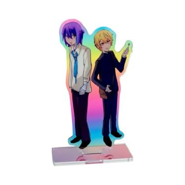 Imagem de CCG DESIGN Rui vs Tsukasa Anime Character Acrylic Stand Display, Double-Sided Desk Decoration, Purple and Blue Color Scheme, Clear Base Holographic