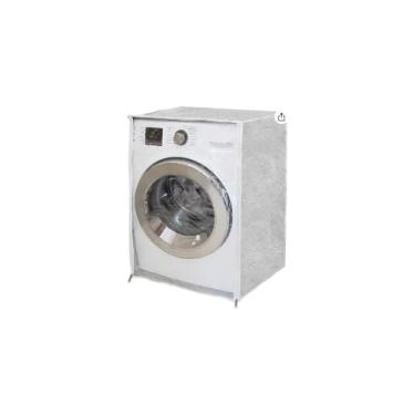 Imagem de Capa para Máquina de Lavar em PVC, Branca, Tamanho P, Compatível com Electrolux, Brastemp e Consul, 58x80x58cm