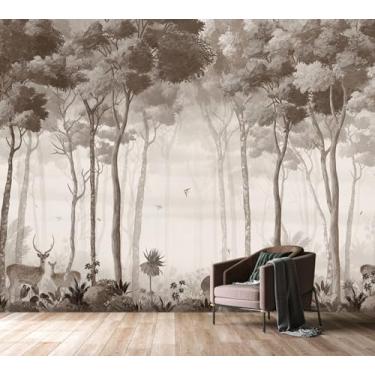 Imagem de PYFFYP - Papel de parede tropical safári vintage selva murais de parede para quarto de criança (não descasque e cole)