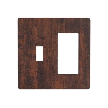 Imagem de Wmhusu Capa para interruptor de luz, marrom, vermelho, rústico, grão de madeira, retrô, casa de fazenda, 2 gangues, comutador, combinação, placas, placas decorativas e capas de tomada para decoração