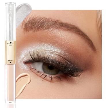 Imagem de WanTuoluo Caneta delineadora de sombra líquida brilhante de duas cabeças para mulheres, corretivo fosco para círculos escuros e maquiagem brilhante para os olhos, bastão iluminador, à prova d'água