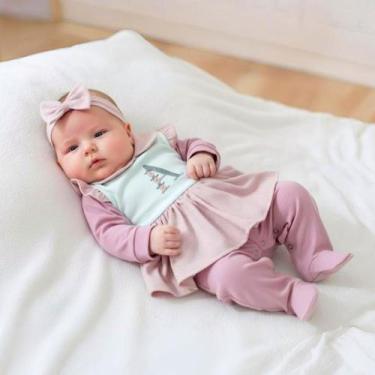 Imagem de Kit 03 Peças Macacão de Bebê Menina Personalizado ROSÊ com Letra do No