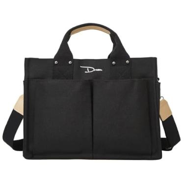 Imagem de Bolsa de Lona com Alça - Mãe Messenger Grande Capacidade Múltiplos Bolsos Transversal Tote Reutilizável Fácil Limpar