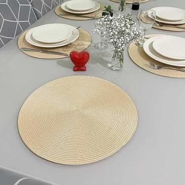 Imagem de Kit 2/4/8 Jogo Redondo Jantar para Mesa Posta, Descanso de Prato Elegante(bege,2 uni)
