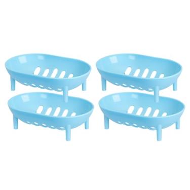 Imagem de Saboneteira Porta Sabonete De Plástico De Plastico Vazada Portátil (Azul Bebê | Kit 4)