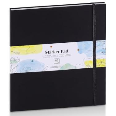 Imagem de Bloco de papel marcador de capa dura com 50 folhas, bloco de esboço de papel marcador de álcool de 23 x 30 cm, caderno de esboço espiral pesado de 33 kg/120 g/m², livro de desenho de pintura para