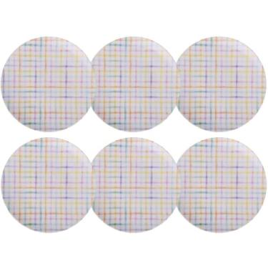 Imagem de Jogo 6 Pratos Rasos Sweet Color 25cm em Porcelana Tramontina Colorido Decorado Mesa Posta