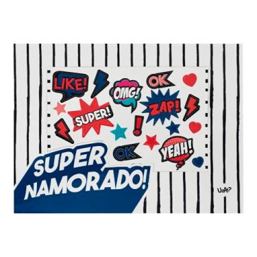 Imagem de Super Namorado Porta-Retrato Magnético Decorativo, 15x20cm, com Ímãs Decorativos, Coleção Super Família, Estilo Comic Book