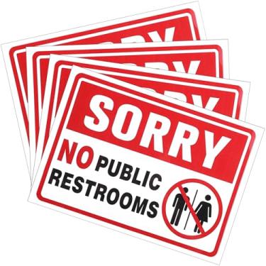 Imagem de 4 peças de placas sem banheiro público para negócios, 25,4 x 17,8 cm autoadesivo de vinil à prova d'água removível para escritório em casa