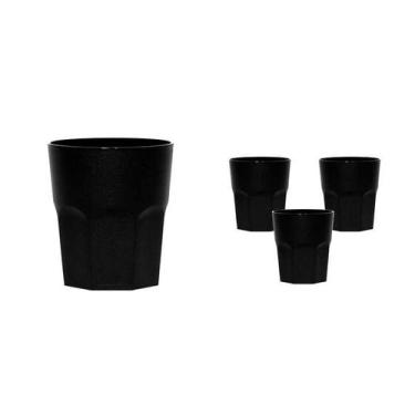 Imagem de Kit 4 Copos Mini Roma Preto 300Ml Plástico Premium - Bb Store