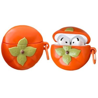 Imagem de Capa fofa Kawaii compatível com AirPods Pro 3 lançado em 2025, desenho engraçado, caqui, silicone macio, à prova de choque, proteção contra quedas, capa para fones de ouvido para Air pods Pro 3