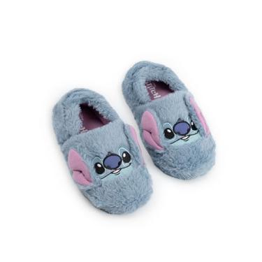 Imagem de Disney Lilo & Stitch Pantufa sem cadarço azul para meninas | Calçado de rosto fofo para uso interno, Costura, 14