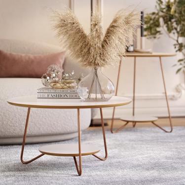 Imagem de Jogo de Mesa de Centro/Apoio Liz - JM3 Moveis (Off White/Freijó)