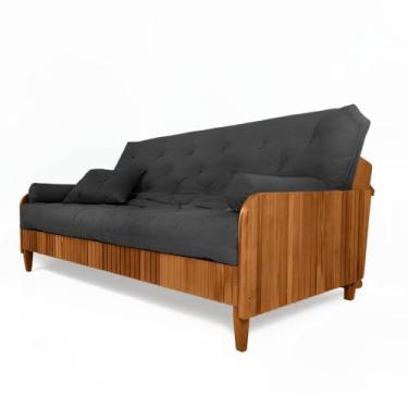 Imagem de Sofá Cama Paris Ii Ripado Acquablock Madeira Maciça Natural - Preto