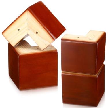 Imagem de Geelin 4 peças de elevação de madeira para sofá-cama de 10 cm em forma de L, pernas de móveis de madeira maciça, elevadores de mesa de sofá resistentes para cômoda, armário, cadeira e muito mais