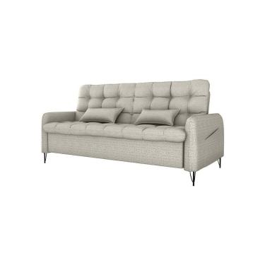 Imagem de Sofá Cama Reclinável Com Almofadas 3 Lugares 200cm Pillar Linho Cinza Matrix Linho Cinza