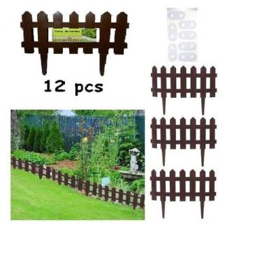 Imagem de Cercas Decorativa Kit 12  jardim De Plástico Marrom 4,86 mts - Globopl